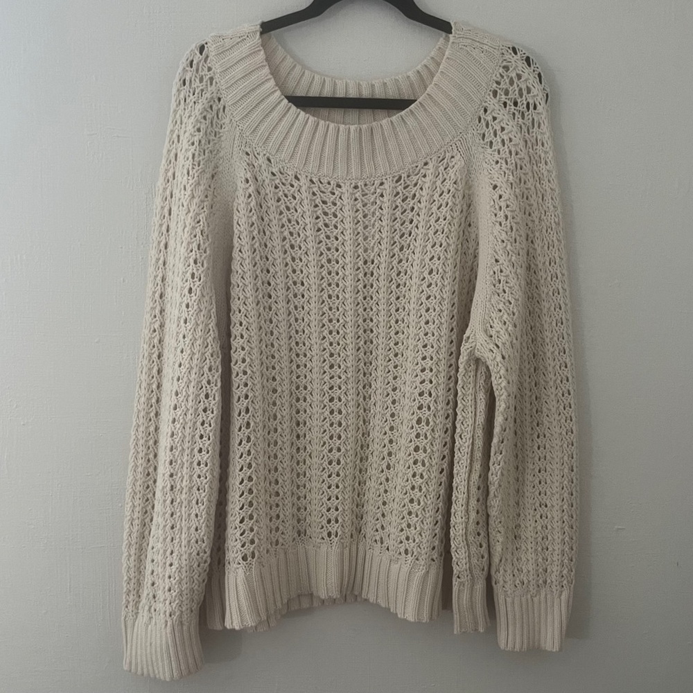J. Crew Women's Cream Knit Sweater - 2X